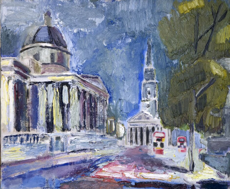 London Scene, The National Gallery and St Martins-in-the-Fields, London